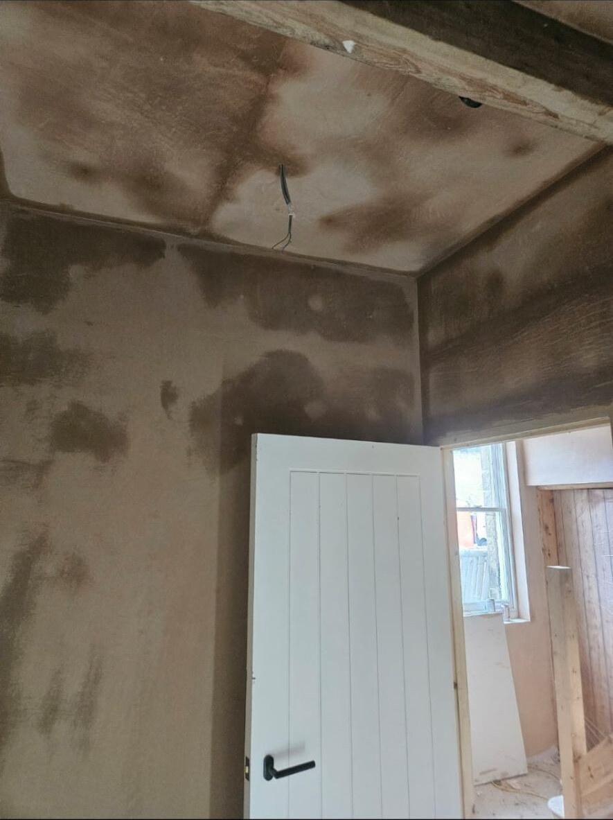 Bedroom base coat plastering by D Whitley Plastering
