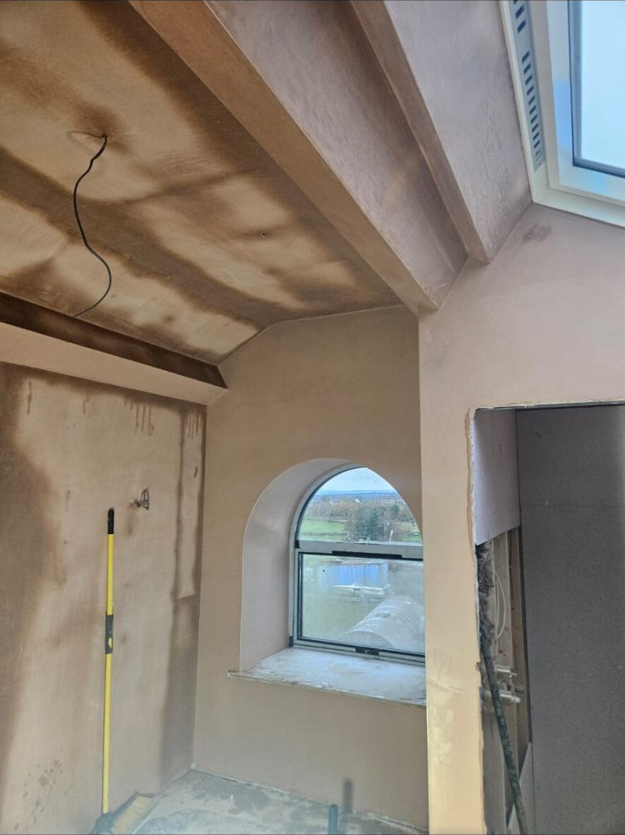 Eaves bedroom plastering by D Whitley Plastering